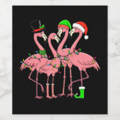 Flamingo Vrolijk Kerstfeest Grappig Flamingo Lover Wijn Etiket (Enkel label)