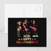 Flamingo | Vrouwen Flamingo Happy HalloThanksmas Uitnodiging Briefkaart (Voorkant / Achterkant)