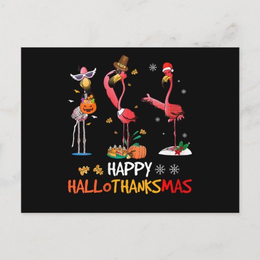 Flamingo | Vrouwen Flamingo Happy HalloThanksmas Uitnodiging Briefkaart (Voorkant)