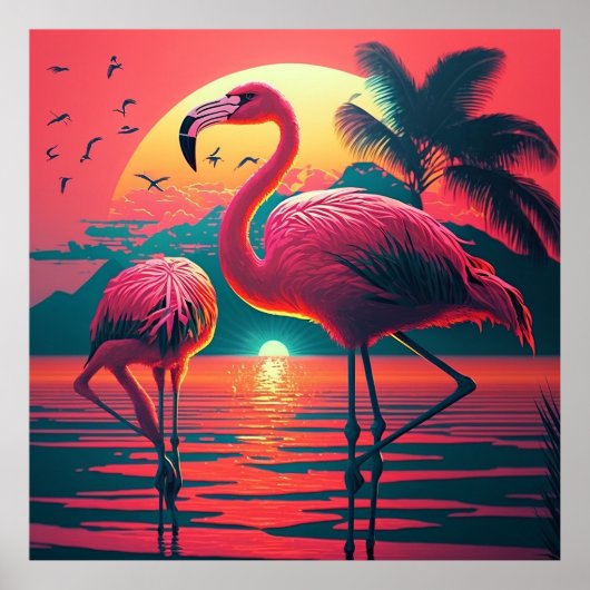 Flamingo Wall Art, Digital Wall Art Print (Voorkant)