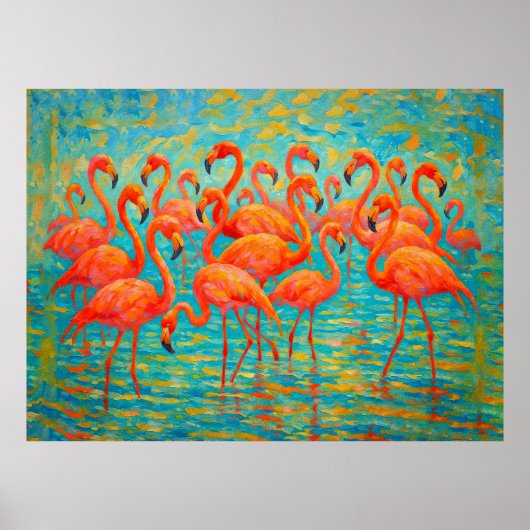 Flamingo Wall Art Poster of decoupage papier (Voorkant)