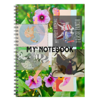 Flamingo, Wasbeer Spirit Animal, Ringtail, Bloemen Notitieboek