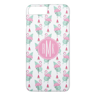 Flamingo & Watermelon Pastel Pattern iPhone 8 Plus / 7 Plus Hoesje