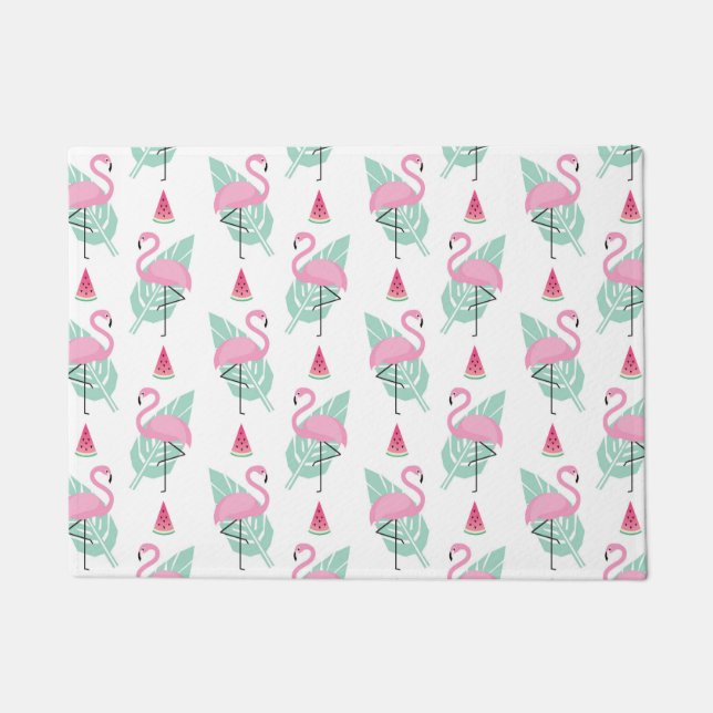Flamingo & Watermelon Pastel Pattern Deurmat (Voorkant)