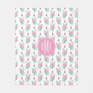 Flamingo & Watermelon Pastel Pattern Fleece Deken