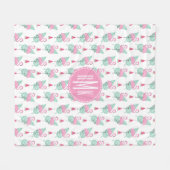 Flamingo & Watermelon Pastel Pattern Fleece Deken (Voorkant (Horizontaal))