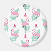 Flamingo & Watermelon Pastel Pattern Magneet (Voorkant)