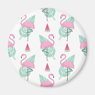 Flamingo & Watermelon Pastel Pattern Magneet