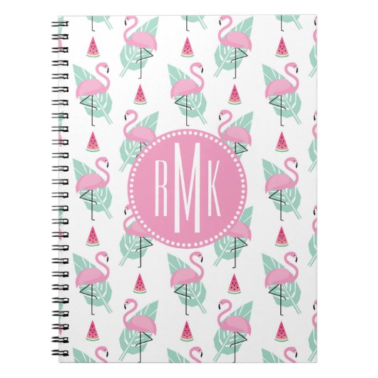 Flamingo & Watermelon Pastel Pattern Notitieboek (Voorkant)