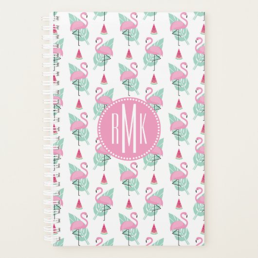Flamingo & Watermelon Pastel Pattern Planner (Voorkant)