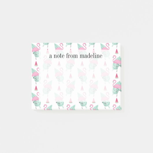 Flamingo & Watermelon Pastel Pattern Post-it® Notes (Voorkant)