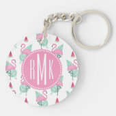 Flamingo & Watermelon Pastel Pattern Sleutelhanger (Achterkant)