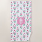 Flamingo & Watermelon Pastel Pattern Strandlaken (Voorkant)