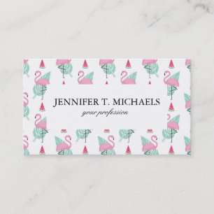 Flamingo & Watermelon Pastel Pattern Visitekaartje
