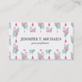 Flamingo & Watermelon Pastel Pattern Visitekaartje (Voorkant)