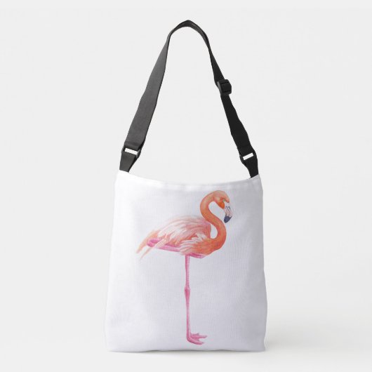 Flamingo-waterverf Crossbody Tas (Voorkant)