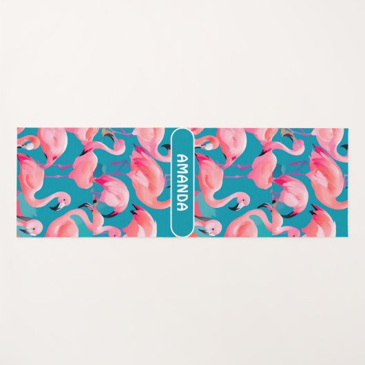 Flamingo Waterverf Kleurrijk Gepersonaliseerd Patr Yogamat (Voorkant (horizontaal))