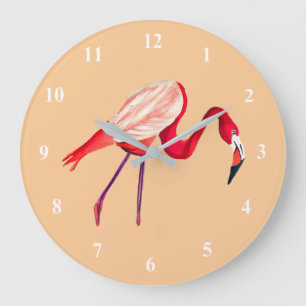 Flamingo waterverf  kunst grote klok