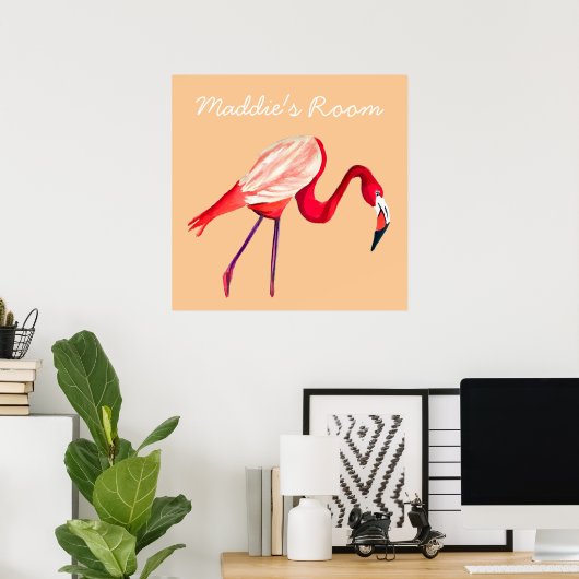Flamingo waterverf kunst poster (Thuiskantoor)