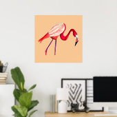 Flamingo waterverf  kunst poster (Thuiskantoor)