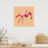 Flamingo waterverf  kunst poster (Keuken)