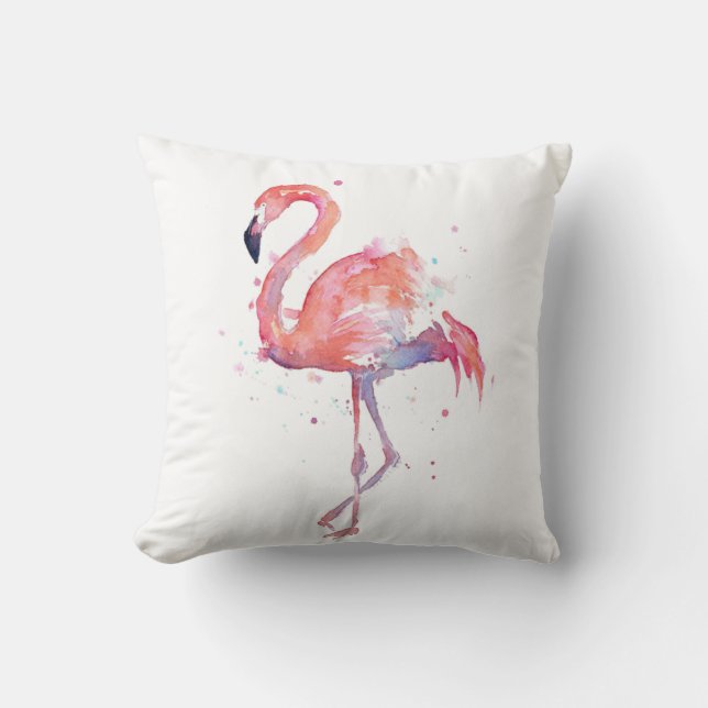 Flamingo-Waterverf Kussen (Voorkant)