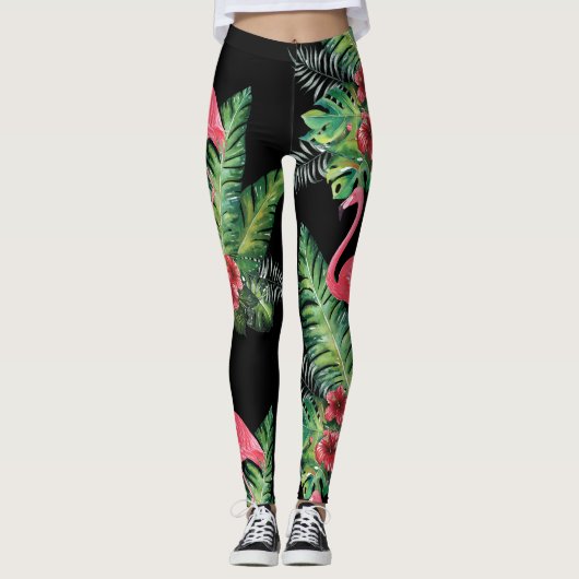 Flamingo-Waterverf Leggings (Voorkant)