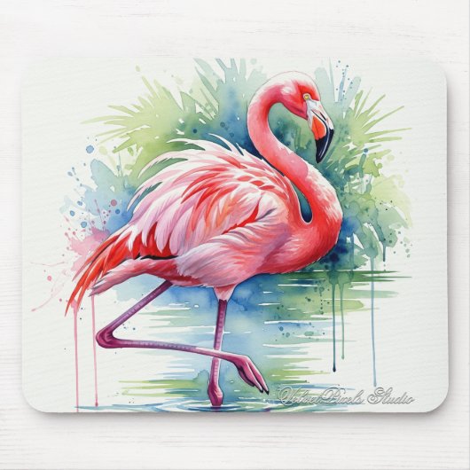 Flamingo Waterverf Mousepad Muismat (Voorkant)