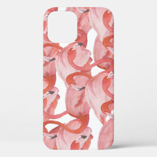 Flamingo Waterverf: Naadloos Patroon iPhone 12 Hoesje