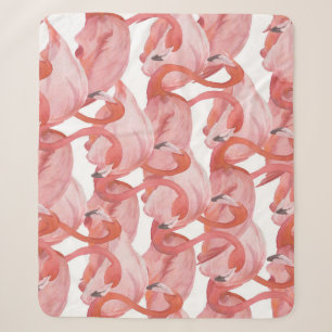 Flamingo Waterverf: Naadloos Patroon Sherpa Deken