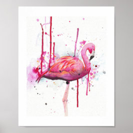 flamingo-waterverf poster