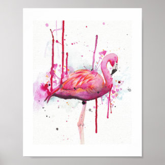 flamingo-waterverf poster