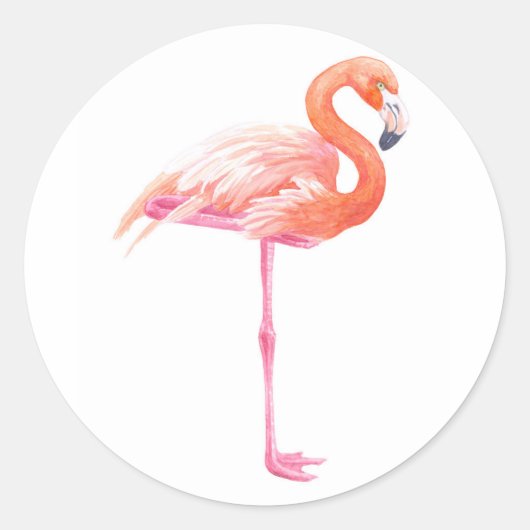 Flamingo-waterverf Ronde Sticker (Voorkant)