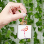 Flamingo-waterverf Sleutelhanger (Hand)