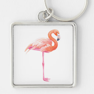 Flamingo-waterverf Sleutelhanger