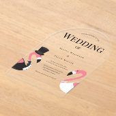Flamingo Wedding Acryl Uitnodigingen (Laagn)