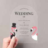 Flamingo Wedding Acryl Uitnodigingen (Insitu (Draagbaar))