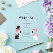 Flamingo Wedding Acryl Uitnodigingen (Insitu (Huwelijk))