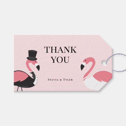 Flamingo Wedding Bedankt Cadeaulabel (Voorkant (Horizontaal))