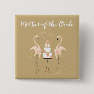 Flamingo Wedding Moeder van het Bride-plein Vierkante Button 5,1 Cm