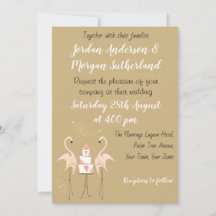 Flamingo Wedding-portretuitnodiging Kaart