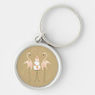 Flamingo Wedding premium sleutelhanger round
