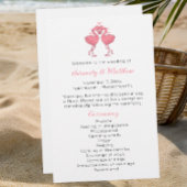 Flamingo Wedding Program Tropical Hawaiian Beach