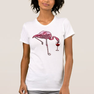 Flamingo Wijn Drinkende Vogel T-shirt