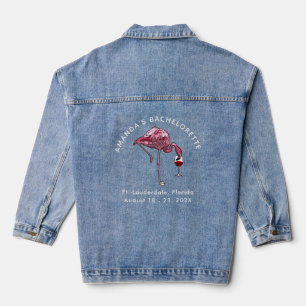 Flamingo wijn drinker douche bruidsmeisjesfeest denim jacket