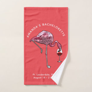 Flamingo wijn drinker vrijgezellenfeest op maat handdoek