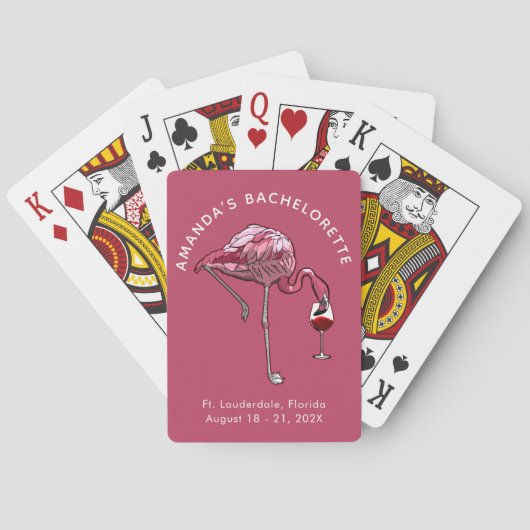 Flamingo Wijndrinker Custom Bachelorette Party Pokerkaarten (Achterkant)