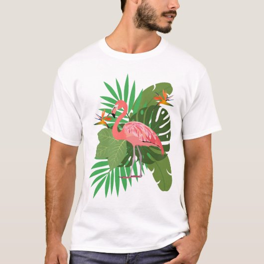 Flamingo with leaves t-shirt (Voorkant)