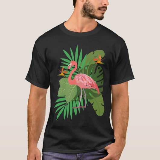 Flamingo with leaves t-shirt (Voorkant)