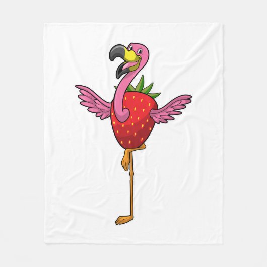 Flamingo with Strawberry Fleece Deken (Voorkant)
